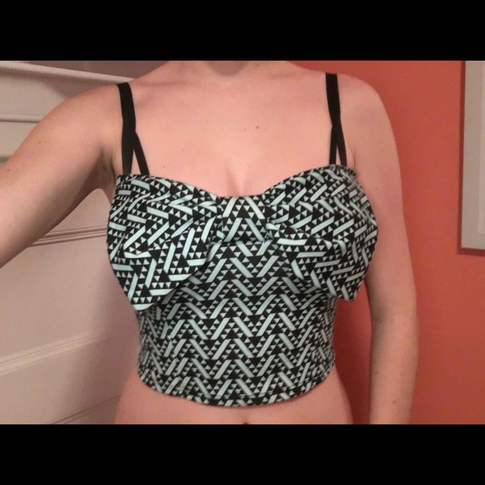 Strapless Bow-Front Crop Top